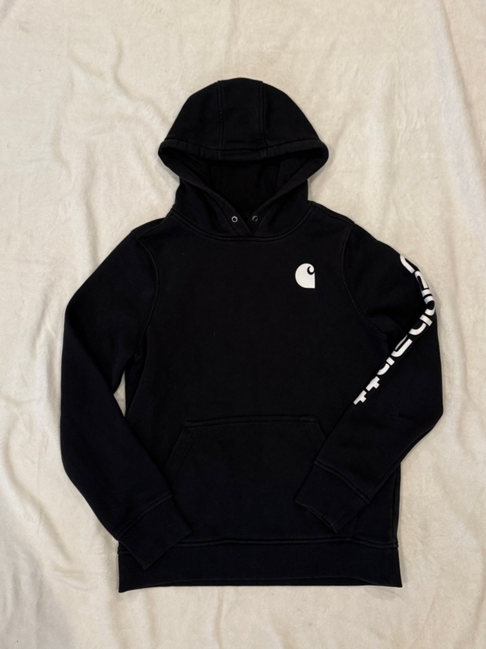 Carhartt Black Pullover Hoodie with White Logon M 8-10